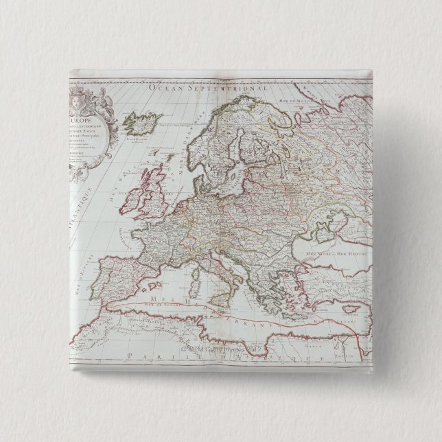 Bóton Quadrado 5.08cm Mapa da Europa 7 (Frente)