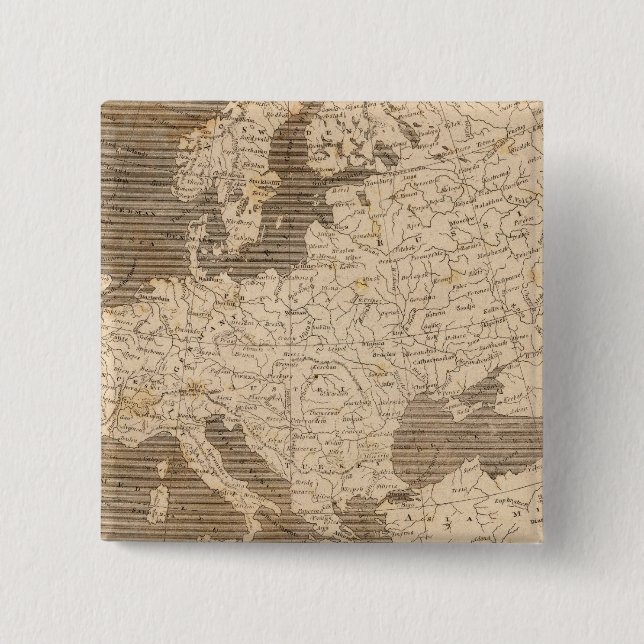 Bóton Quadrado 5.08cm Mapa da Europa por Arrowsmith (Frente)