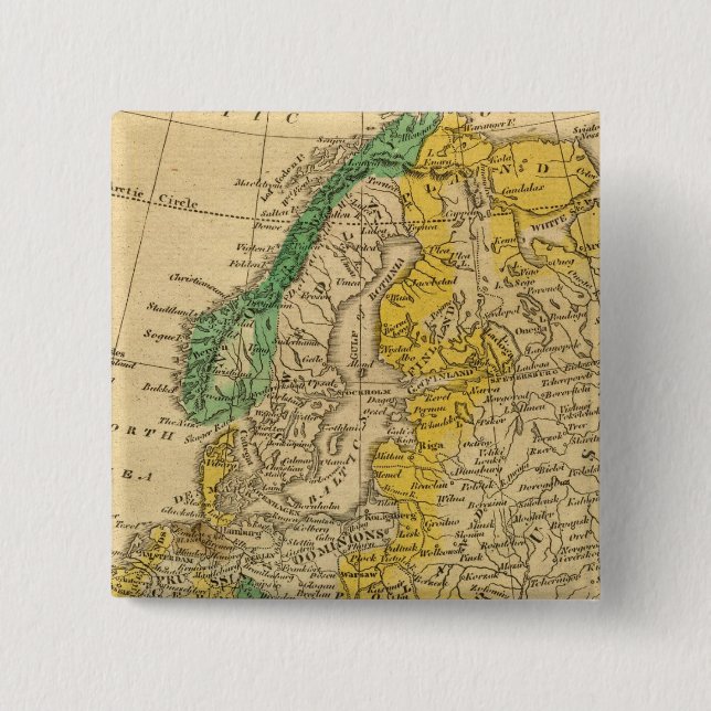 Bóton Quadrado 5.08cm Mapa da Europa por Worcester (Frente)