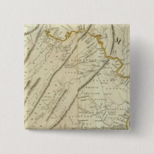 Bóton Quadrado 5.08cm Mapa da parte mais habitada da Virgínia, NJ. PA
