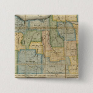 Bóton Quadrado 5.08cm Mapa da Parte Ocidental do Estado de Nova Iorque