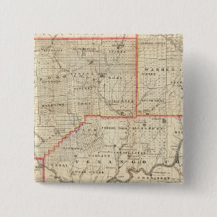 Bóton Quadrado 5.08cm Mapa da Região Petrolífera da Pensilvânia