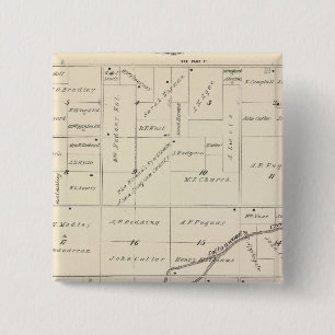 Bóton Quadrado 5.08cm Mapa da Seção do Condado de Tulare T17S R24E