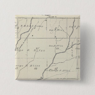 Bóton Quadrado 5.08cm Mapa da Seção do Condado de Tulare T20S R25E