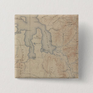 Bóton Quadrado 5.08cm Mapa da Topografia, Parte Nacional do Yellowstone,