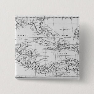 Bóton Quadrado 5.08cm Mapa das Índias Ocidentais