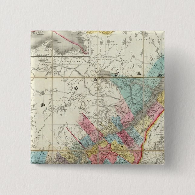 Bóton Quadrado 5.08cm Mapa Das Províncias Do Canadá (Frente)