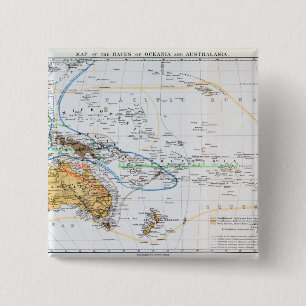 Bóton Quadrado 5.08cm Mapa das raças de Oceania e de Australasia