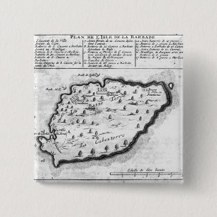 Bóton Quadrado 5.08cm Mapa de Barbados