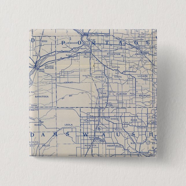 Bóton Quadrado 5.08cm Mapa de Bicicletas em Wisconsin (Frente)