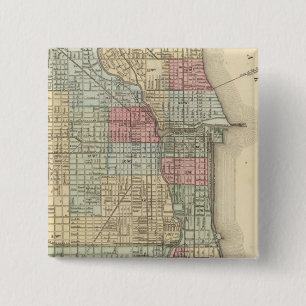 Bóton Quadrado 5.08cm Mapa de Chicago por Mitchell