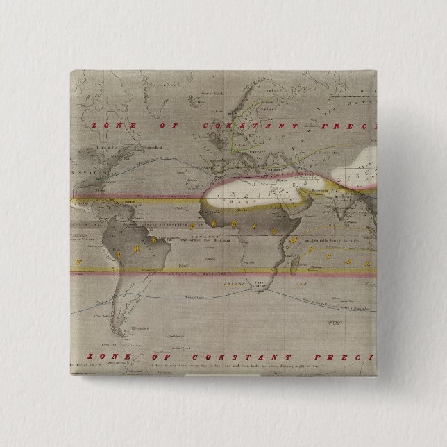 Bóton Quadrado 5.08cm Mapa de chuva hietográfico (Frente)