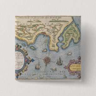 Bóton Quadrado 5.08cm Mapa de comércio do Dutch do mar Báltico