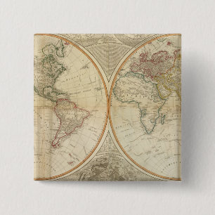 Bóton Quadrado 5.08cm Mapa de cores Mundiais composto