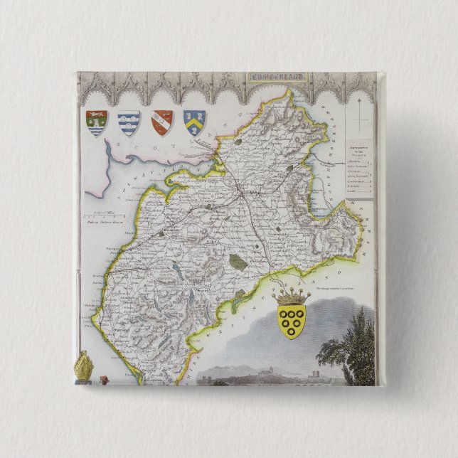 Bóton Quadrado 5.08cm Mapa de Cumberland, 'do inglês de Moule (Frente)