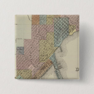 Bóton Quadrado 5.08cm Mapa de Duluth, Ruas. Condado de Louis, Minnesota