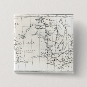 Bóton Quadrado 5.08cm Mapa de esboço de Austrália