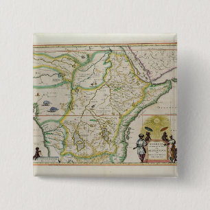 Bóton Quadrado 5.08cm Mapa de Etiópia que mostra cinco estados africano