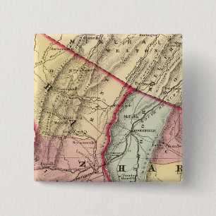 Bóton Quadrado 5.08cm Mapa de Grant, condados de Hardy