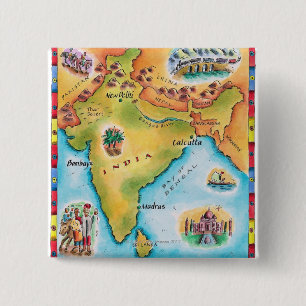 Bóton Quadrado 5.08cm Mapa de India