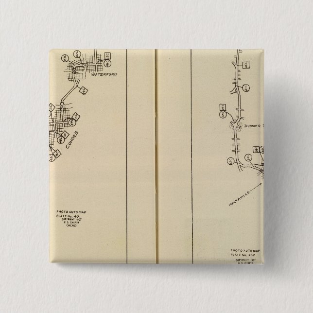 Bóton Quadrado 5.08cm Mapa de índice para Albany, Primaveras Saratoga (Frente)