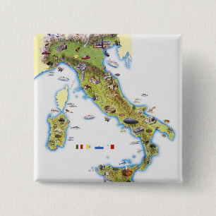 Bóton Quadrado 5.08cm Mapa de Italia