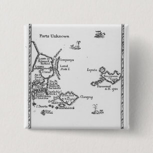 Bóton Quadrado 5.08cm Mapa de Laputa, Balnibari, Luggnagg