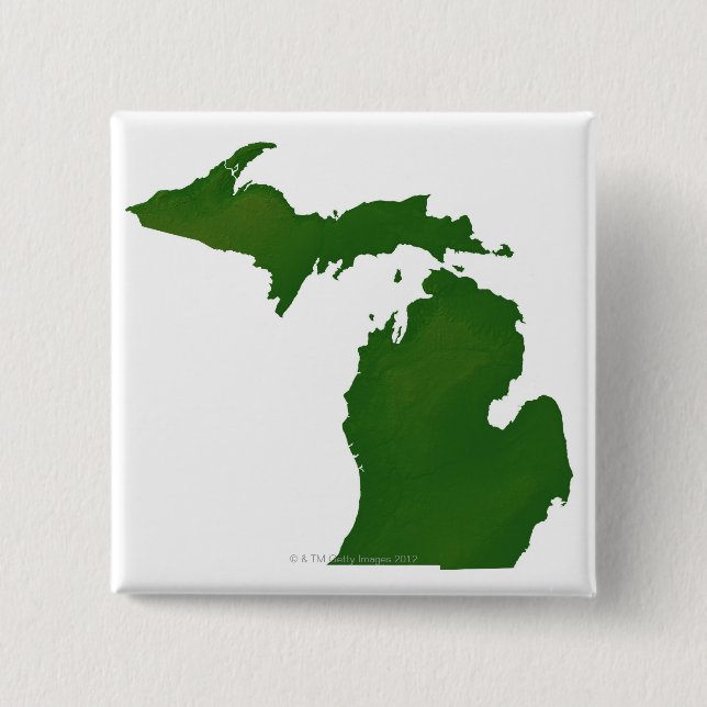 Bóton Quadrado 5.08cm Mapa de Michigan (Frente)