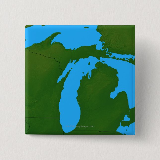 Bóton Quadrado 5.08cm Mapa de Michigan 3 (Frente)