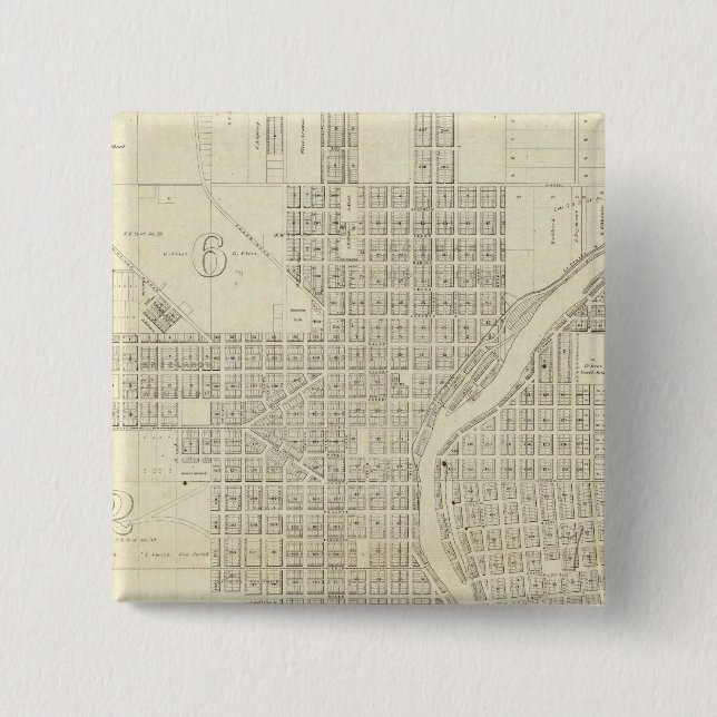 Bóton Quadrado 5.08cm Mapa de Milwaukee (Frente)