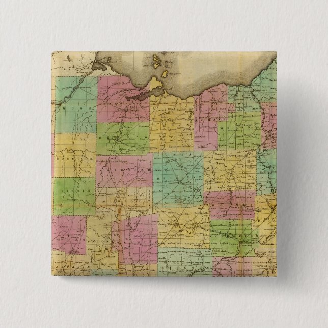 Bóton Quadrado 5.08cm Mapa de Ohio 2 (Frente)
