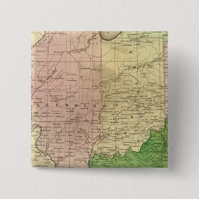 Bóton Quadrado 5.08cm Mapa de Olney dos Estados ocidentais (Frente)
