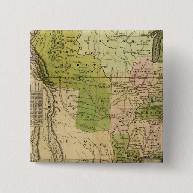 Bóton Quadrado 5.08cm Mapa de Olney dos Estados Unidos (Frente)