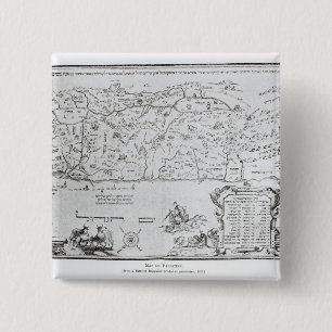 Bóton Quadrado 5.08cm Mapa de Palestina, de um Hagadá do Passover