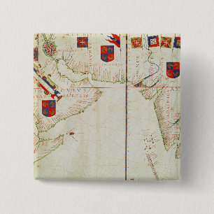 Bóton Quadrado 5.08cm Mapa de Persia, de Arábia e de India