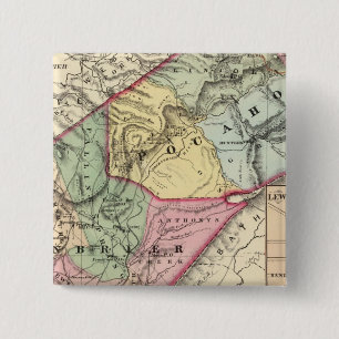 Bóton Quadrado 5.08cm Mapa de Pocohontas, condados Greenbrier