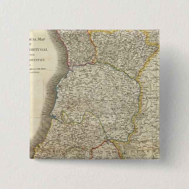 Bóton Quadrado 5.08cm Mapa de Portugal (Frente)