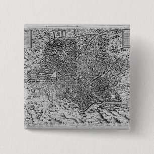 Bóton Quadrado 5.08cm Mapa de Roma, 1579