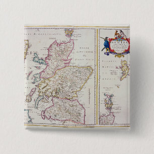 Bóton Quadrado 5.08cm Mapa de Scotland, c.1700