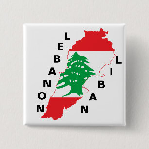 Bóton Quadrado 5.08cm Mapa de Sinalizador do Líbano