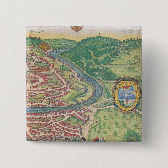 Bóton Quadrado 5.08cm Mapa de Viena (Frente)