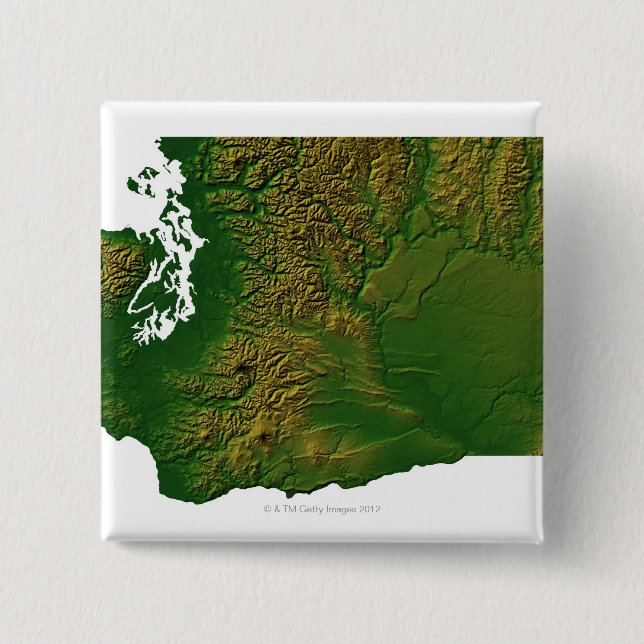 Bóton Quadrado 5.08cm Mapa de Washington 3 (Frente)