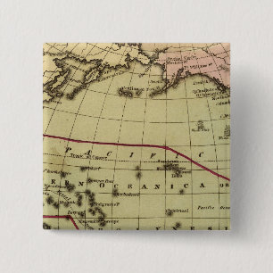 Bóton Quadrado 5.08cm Mapa do Atlas Colorido da Mão do Oceano Pacífico