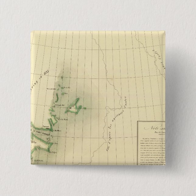 Bóton Quadrado 5.08cm Mapa do Atlas da Groenlândia (Frente)