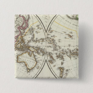 Bóton Quadrado 5.08cm Mapa do Atlas de Paris