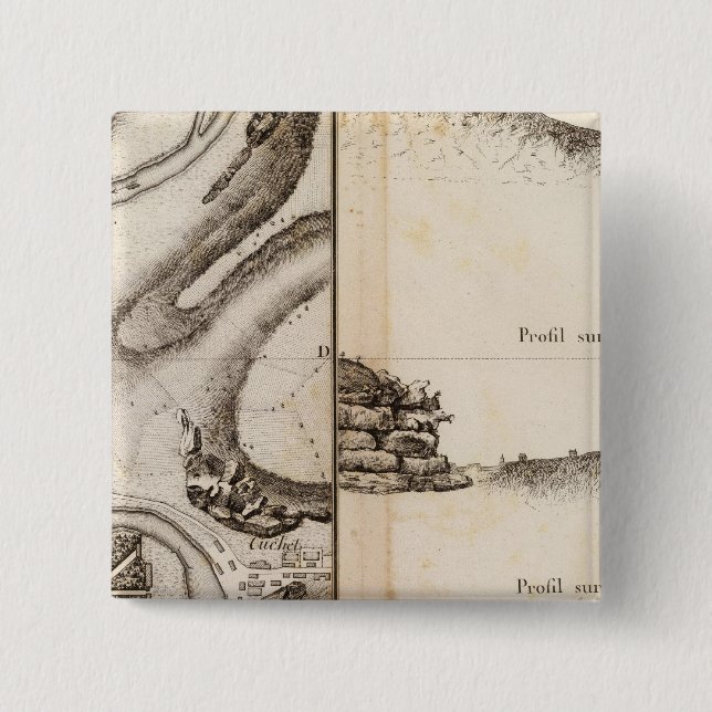 Bóton Quadrado 5.08cm Mapa do Atlas La Charente (Frente)