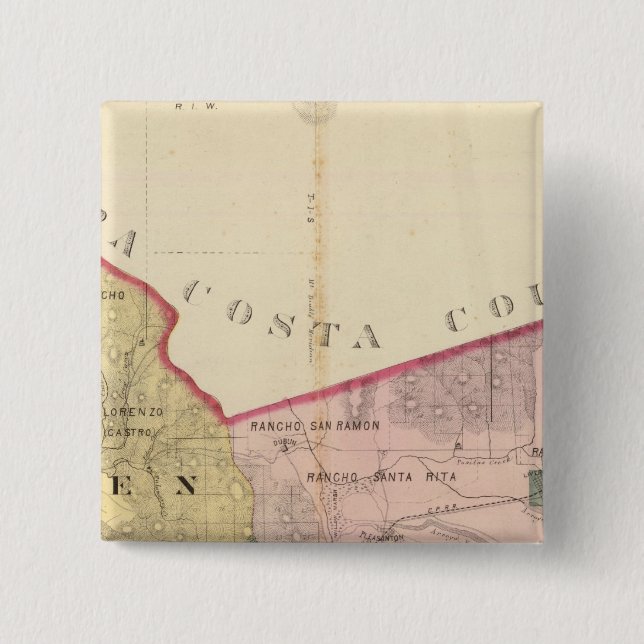 Bóton Quadrado 5.08cm Mapa do Condado de Alameda (Frente)