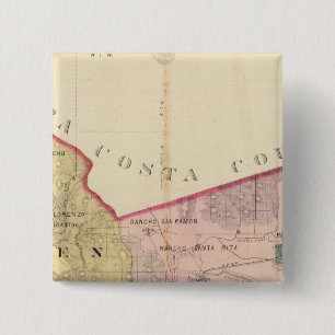 Bóton Quadrado 5.08cm Mapa do Condado de Alameda