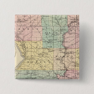Bóton Quadrado 5.08cm Mapa do Condado de Crawford, Estado de Wisconsin