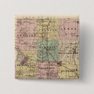 Bóton Quadrado 5.08cm Mapa do Condado de Dodge, Estado de Wisconsin
